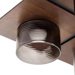 Lucande LED-Deckenlampe Eiko, 42 cm, walnuss/rauchgrau, Glas