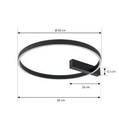 Lucande LED-Deckenlampe Isalin, 60 cm, schwarz, CCT, dimmbar