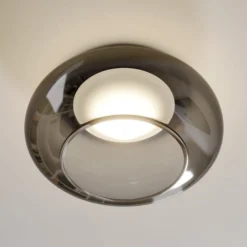 Lucande LED-Deckenlampe Mijo, Ø 43 cm, rauchgrau, Glas