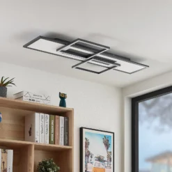 Lucande LED-Deckenlampe Narumi, CCT, 110cm, schwarz, Alu