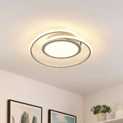 Lucande LED-Deckenlampe Noud, 49 cm, silber, Alu, dimmbar