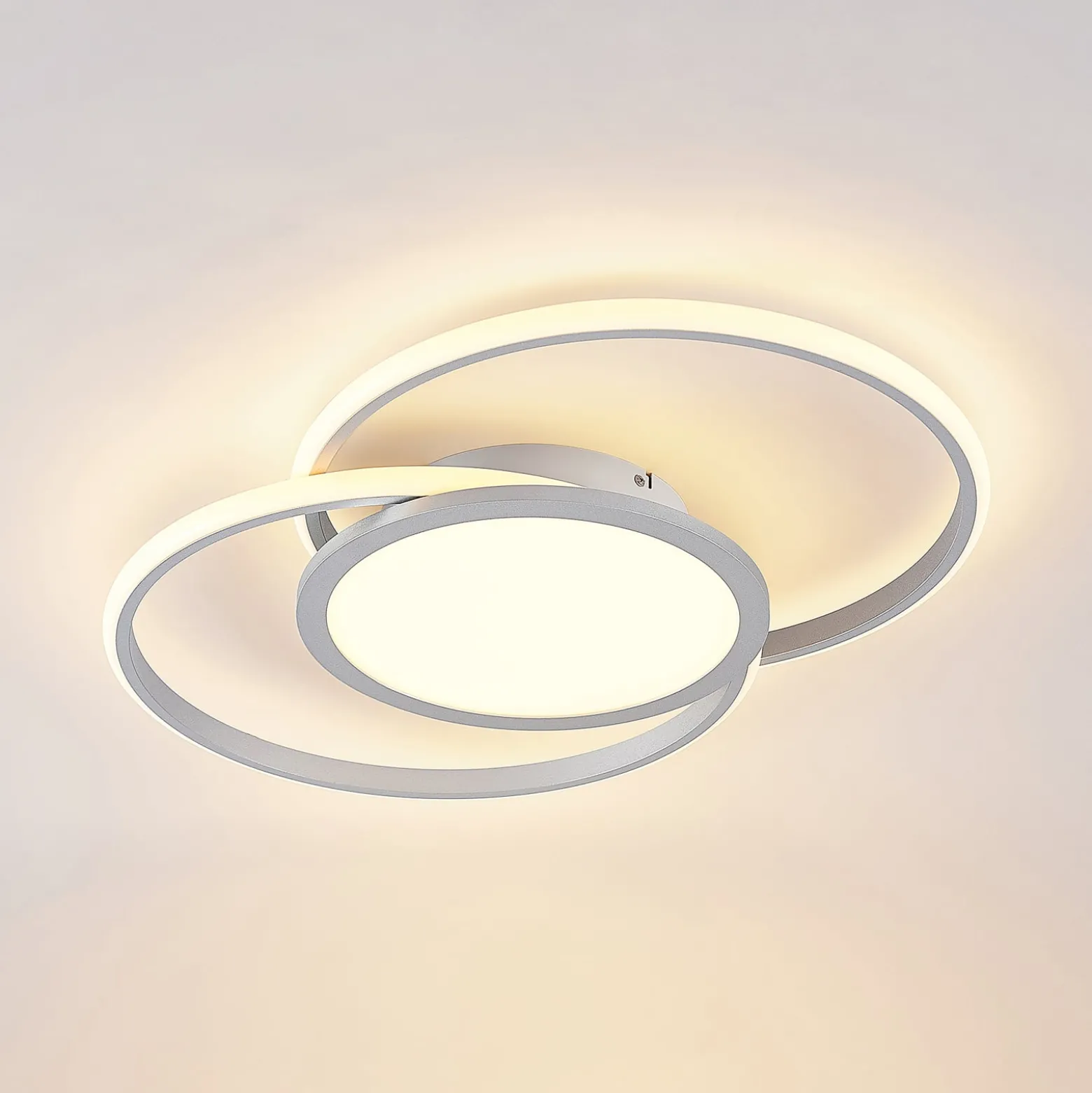Lucande LED-Deckenlampe Senne, 63 cm, silber, Aluminium