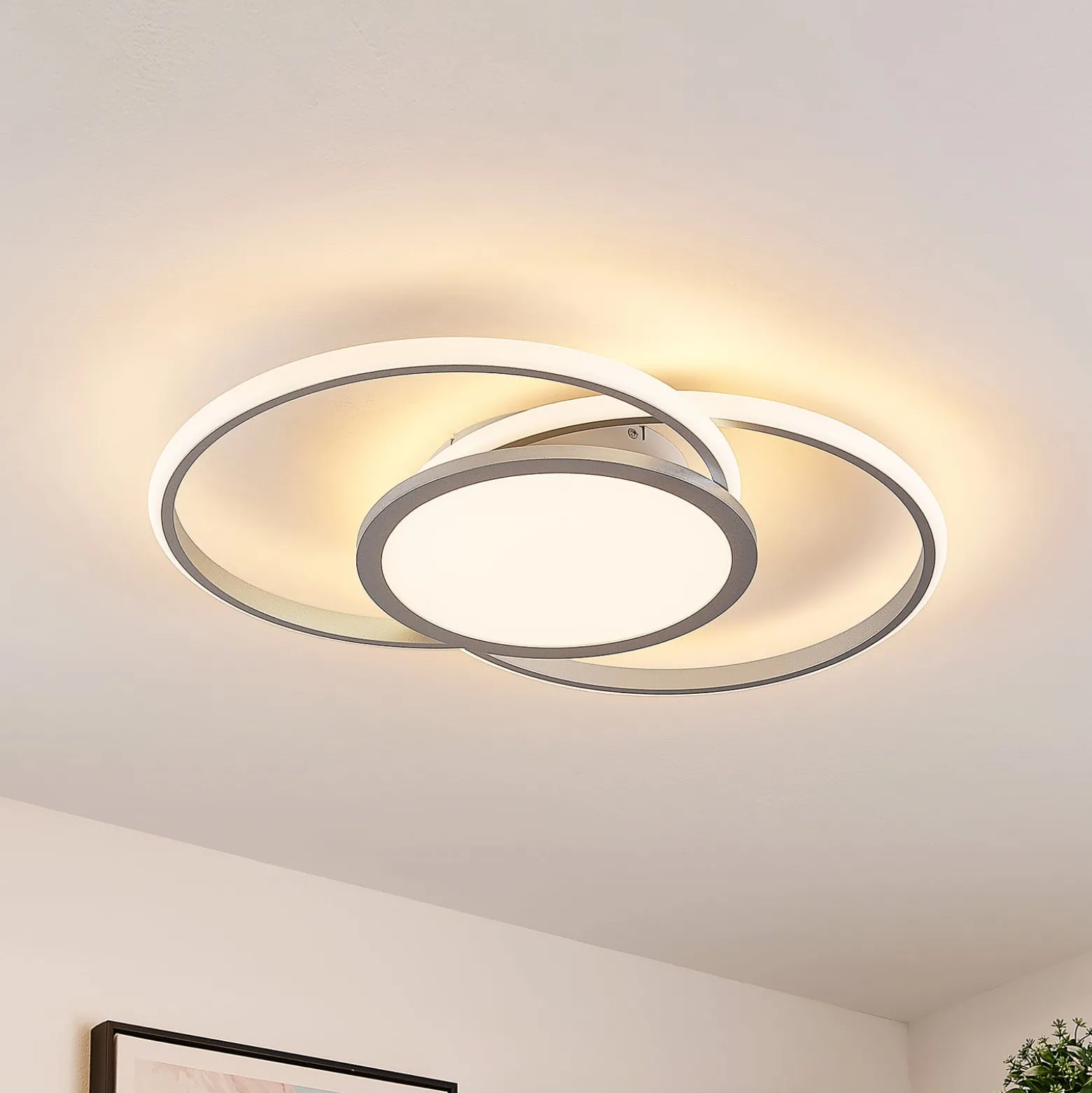 Lucande LED-Deckenlampe Senne, 63 cm, silber, Aluminium