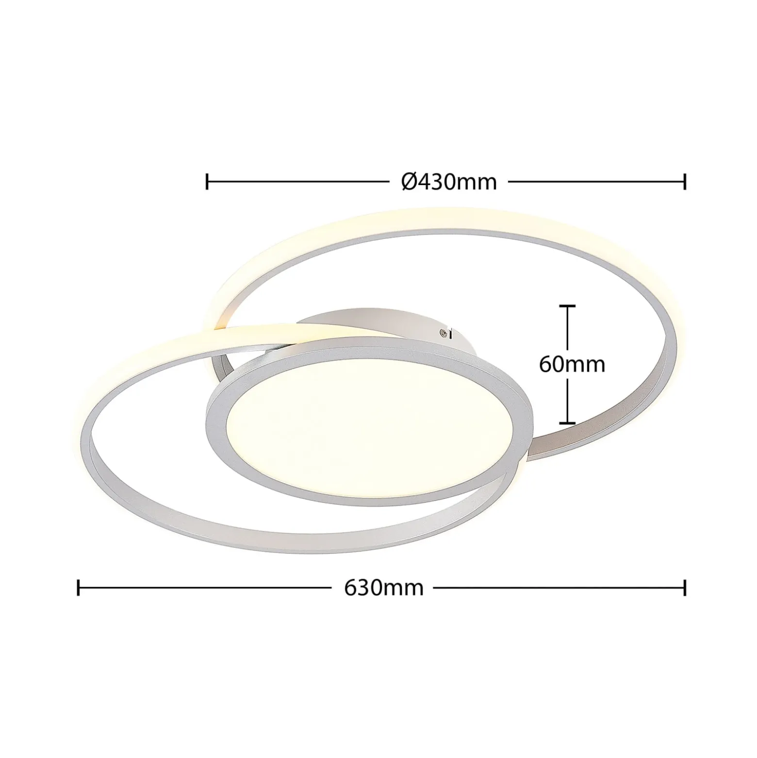 Lucande LED-Deckenlampe Senne, 63 cm, silber, Aluminium
