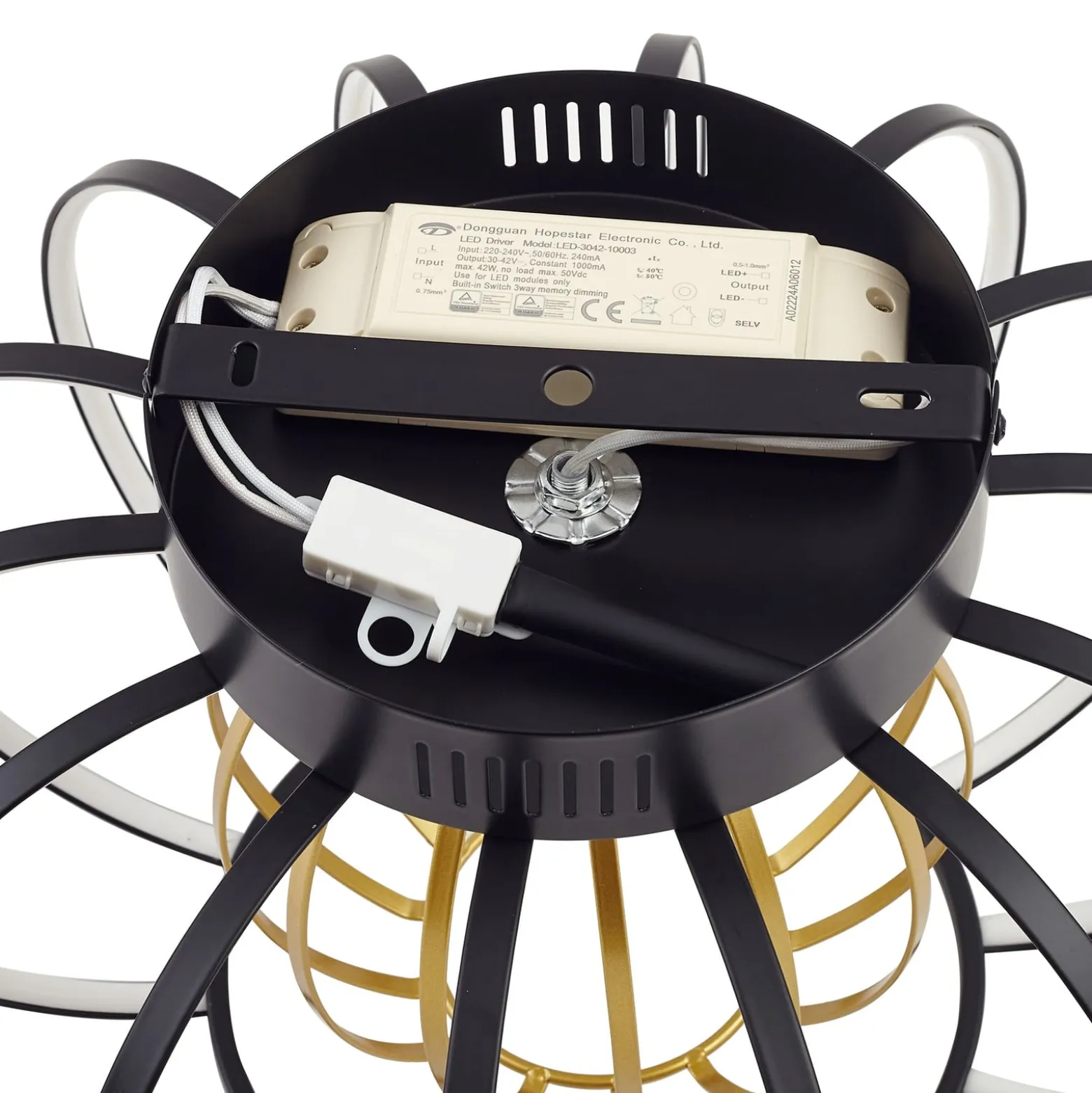 Lucande LED-Deckenleuchte Birger, Ø 39cm, schwarz/gold