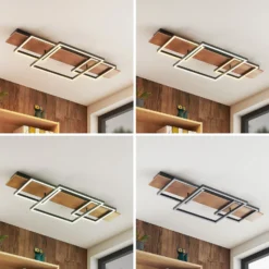 Lucande LED-Deckenleuchte Chariska, 95cm, schwarz, Holz, CCT