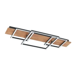 Lucande LED-Deckenleuchte Chariska, 95cm, schwarz, Holz, CCT