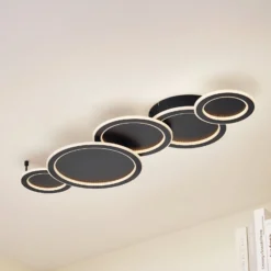 Lucande LED-Deckenleuchte Diala, schwarz, Metall, 96 cm