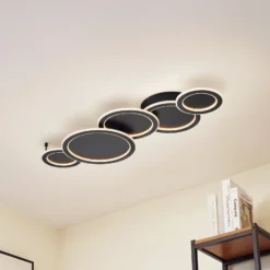 Lucande LED-Deckenleuchte Diala, schwarz, Metall, 96 cm