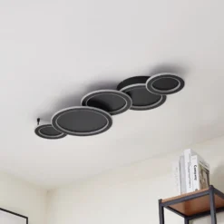 Lucande LED-Deckenleuchte Diala, schwarz, Metall, 96 cm