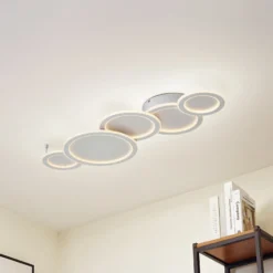 Lucande LED-Deckenleuchte Diala, weiß, Metall, 96 cm