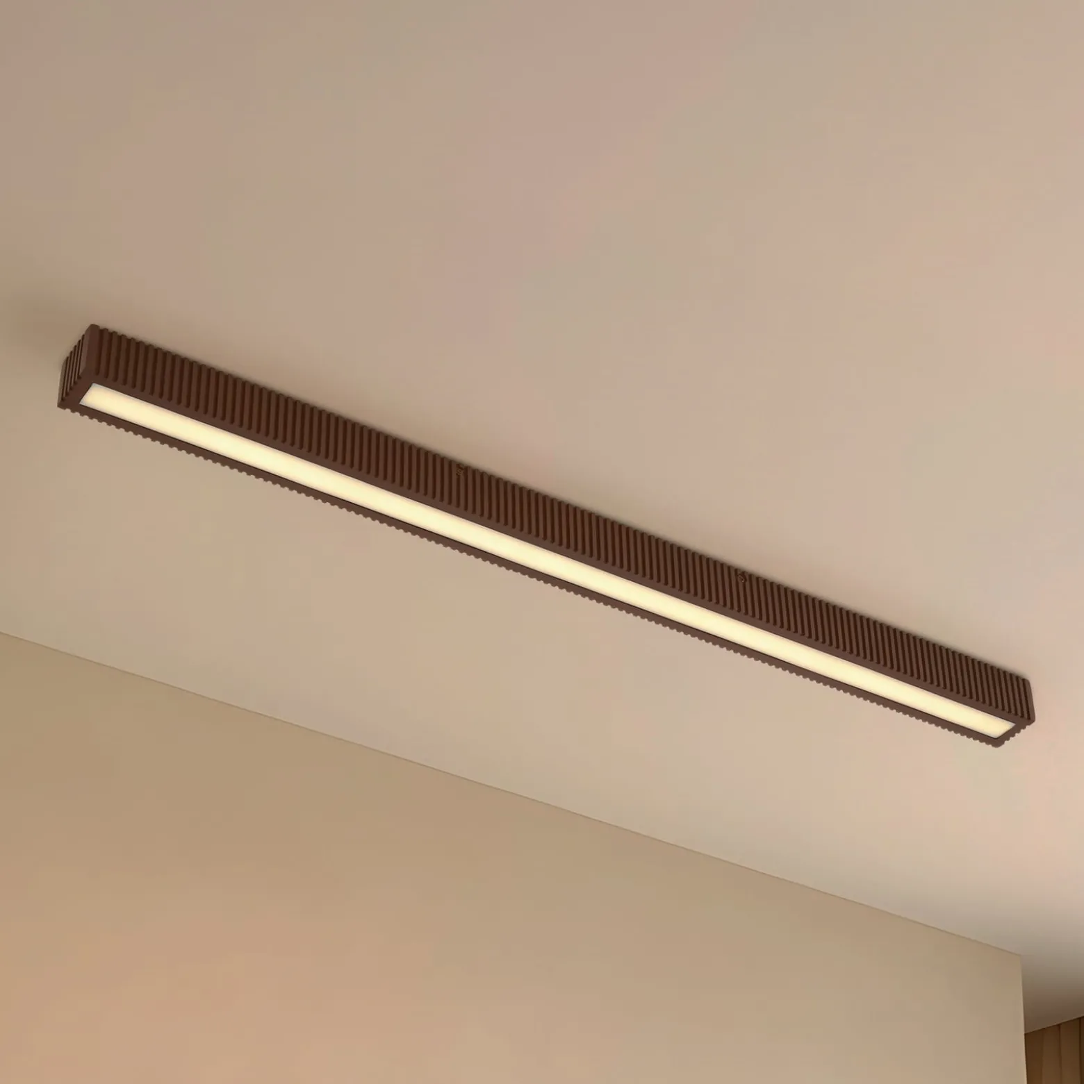 Lucande LED-Deckenleuchte Emara, holz dunkel, Eiche, dimmbar