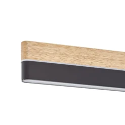 Lucande LED-Deckenleuchte Holven, schwarz/Holz, CCT, dimmbar