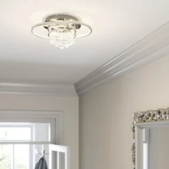 Lucande LED-Deckenleuchte Keely, chromfarben, Kristall, 45cm