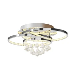 Lucande LED-Deckenleuchte Keely, chromfarben, Kristall, 45cm