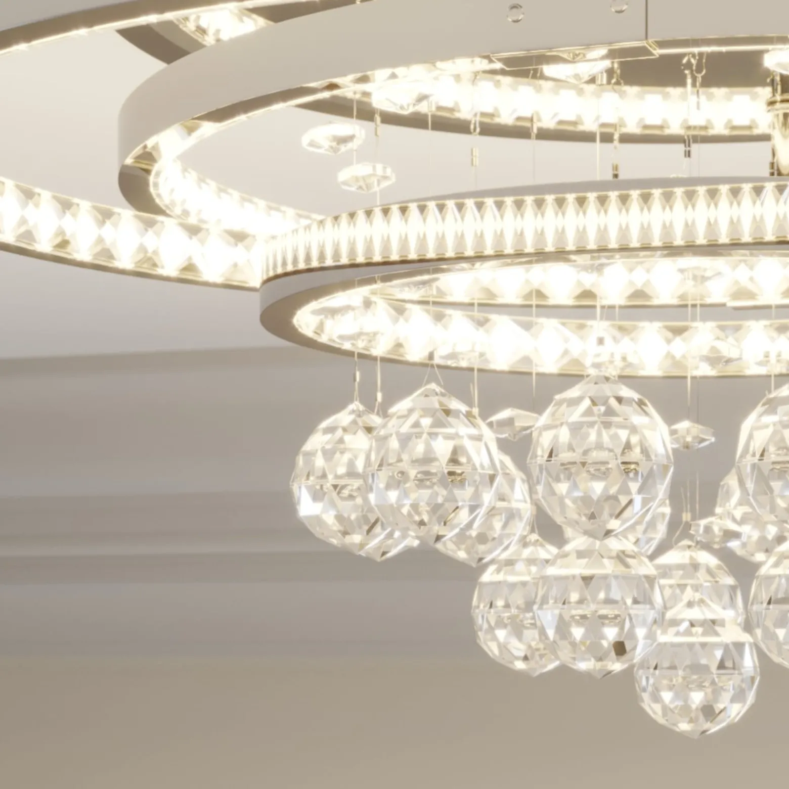 Lucande LED-Deckenleuchte Keely, chromfarben, Kristall, 45cm