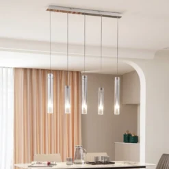 Lucande LED-Deckenleuchte Korvitha, 5-flammig, grau, Glas