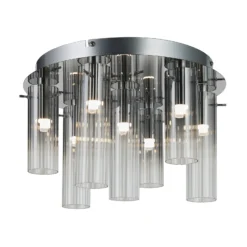 Lucande LED-Deckenleuchte Korvitha, 7-flammig, grau, Glas