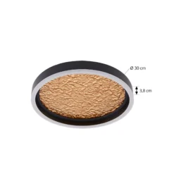 Lucande LED-Deckenleuchte Menulis, schwarz/gold, PC, Ø 30 cm