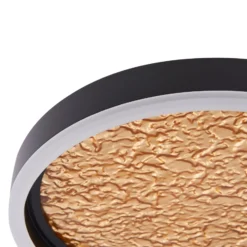 Lucande LED-Deckenleuchte Menulis, schwarz/gold, PC, Ø 30 cm
