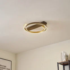 Lucande LED-Deckenleuchte Natsuma, schwarz/gold, Ø50 cm