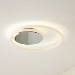 Lucande LED-Deckenleuchte Valenora, chrom/weiß, PC, Ø 44 cm