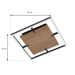 Lucande LED-Deckenleuchte Vectra, 50 x 50 cm, Holz, dimmbar