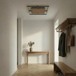 Lucande LED-Deckenleuchte Vectra, 50 x 50 cm, Holz, dimmbar