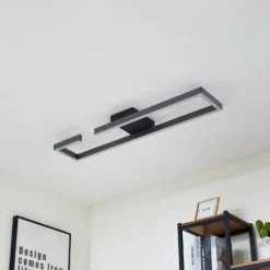 Lucande LED-Deckenleuchte Yvor, 100 cm, schwarz, Aluminium
