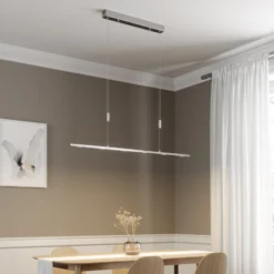 Lucande LED-Hängelampe Arnik, 120 cm, nickelfarben, dimmbar