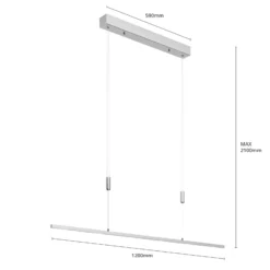 Lucande LED-Hängelampe Arnik, 120 cm, nickelfarben, dimmbar