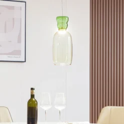 Lucande LED-Hängelampe Fay, gelb/hellgrün, Glas, Ø 15 cm