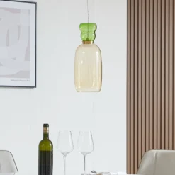 Lucande LED-Hängelampe Fay, gelb/hellgrün, Glas, Ø 15 cm