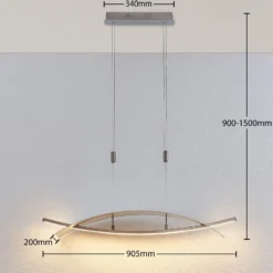 Lucande LED-Hängeleuchte Marija, 91 cm, silber, dimmbar