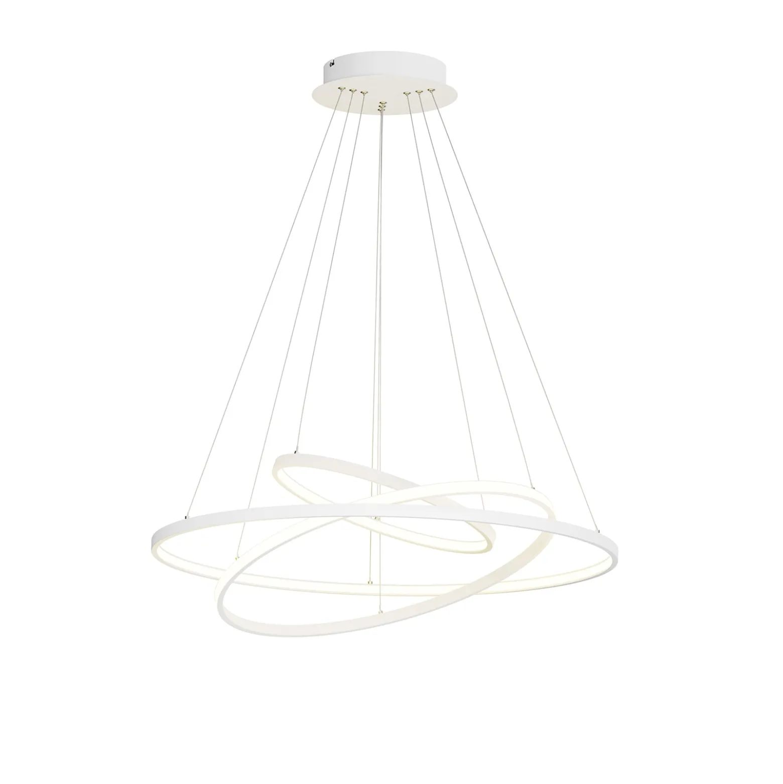 Lucande LED-Pendelleuchte Ezana, weiß, Metall, Ø 80cm