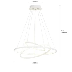 Lucande LED-Pendelleuchte Ezana, weiß, Metall, Ø 80cm