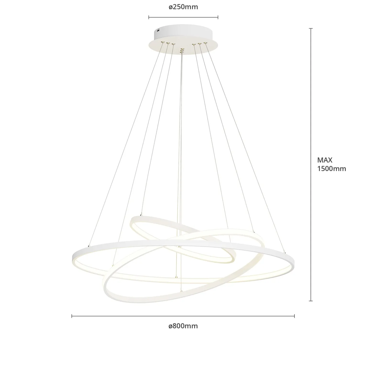 Lucande LED-Pendelleuchte Ezana, weiß, Metall, Ø 80cm