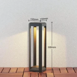 Lucande LED-Sockellampe Fery, anthrazit, Metall, 50cm, IP65