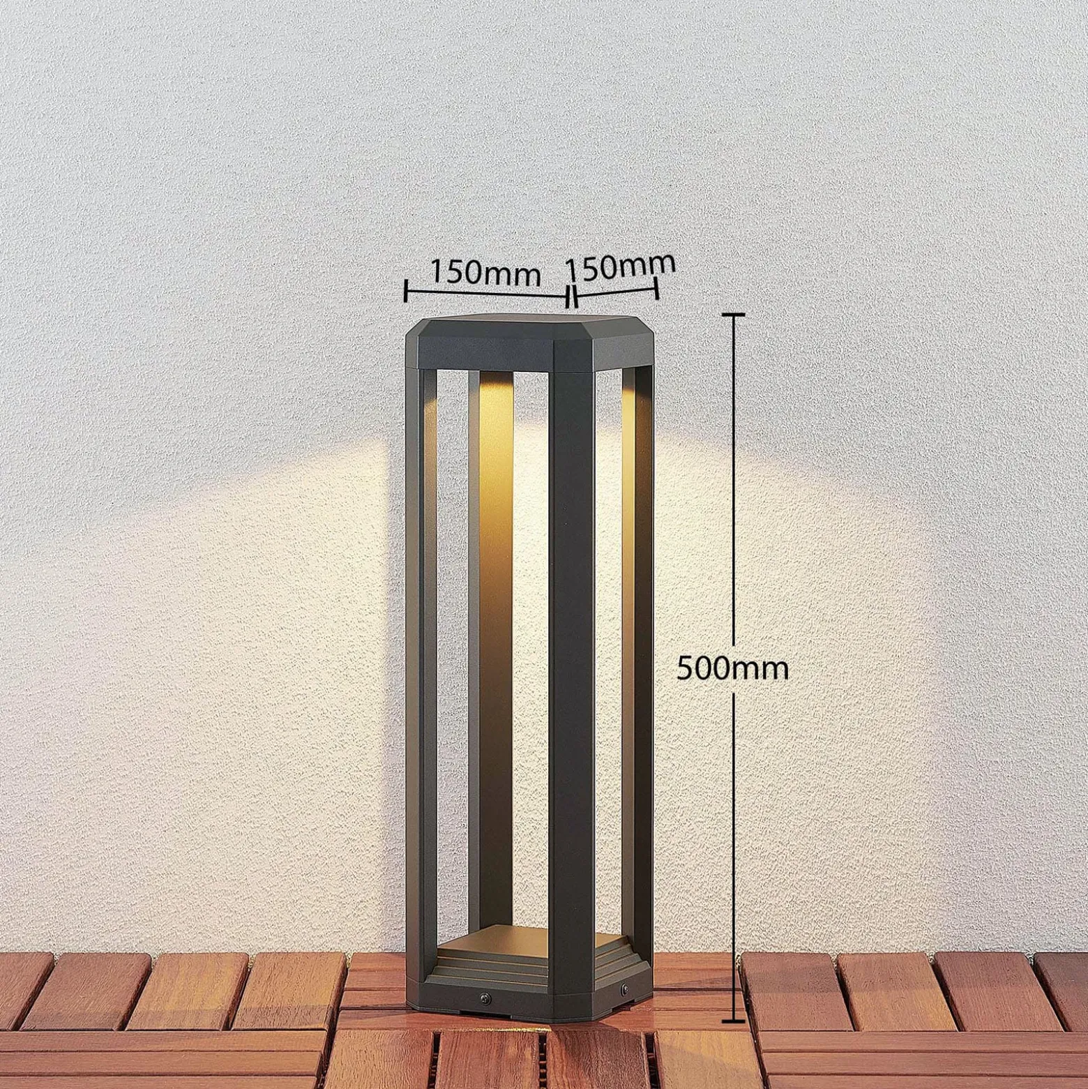 Lucande LED-Sockellampe Fery, anthrazit, Metall, 50cm, IP65