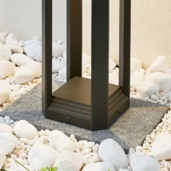 Lucande LED-Sockellampe Fery, anthrazit, Metall, 50cm, IP65