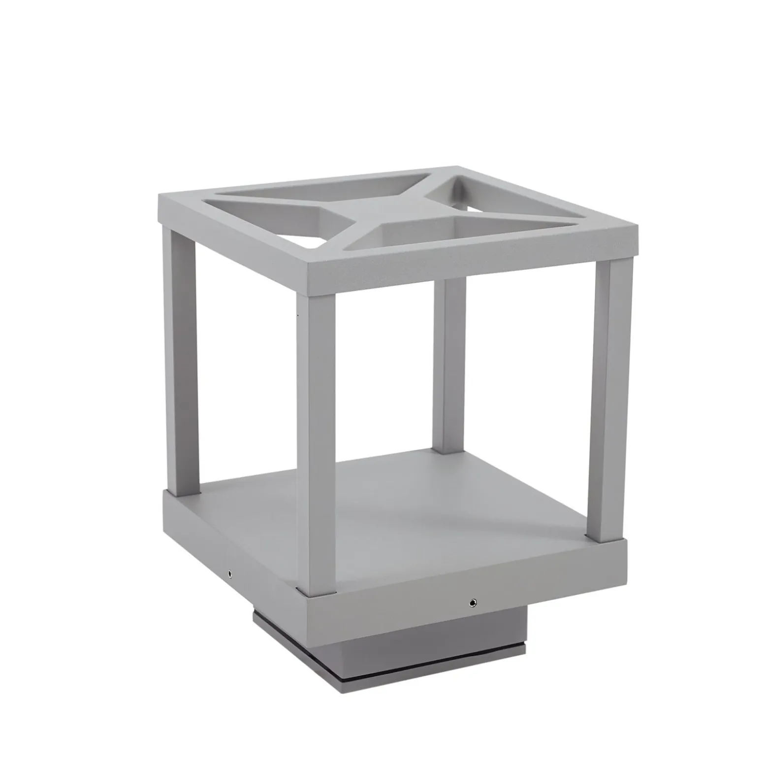 Lucande LED-Sockelleuchte Lealan, grau, Metall, 23 cm, IP54
