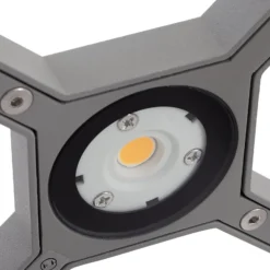 Lucande LED-Sockelleuchte Lealan, grau, Metall, 23 cm, IP54