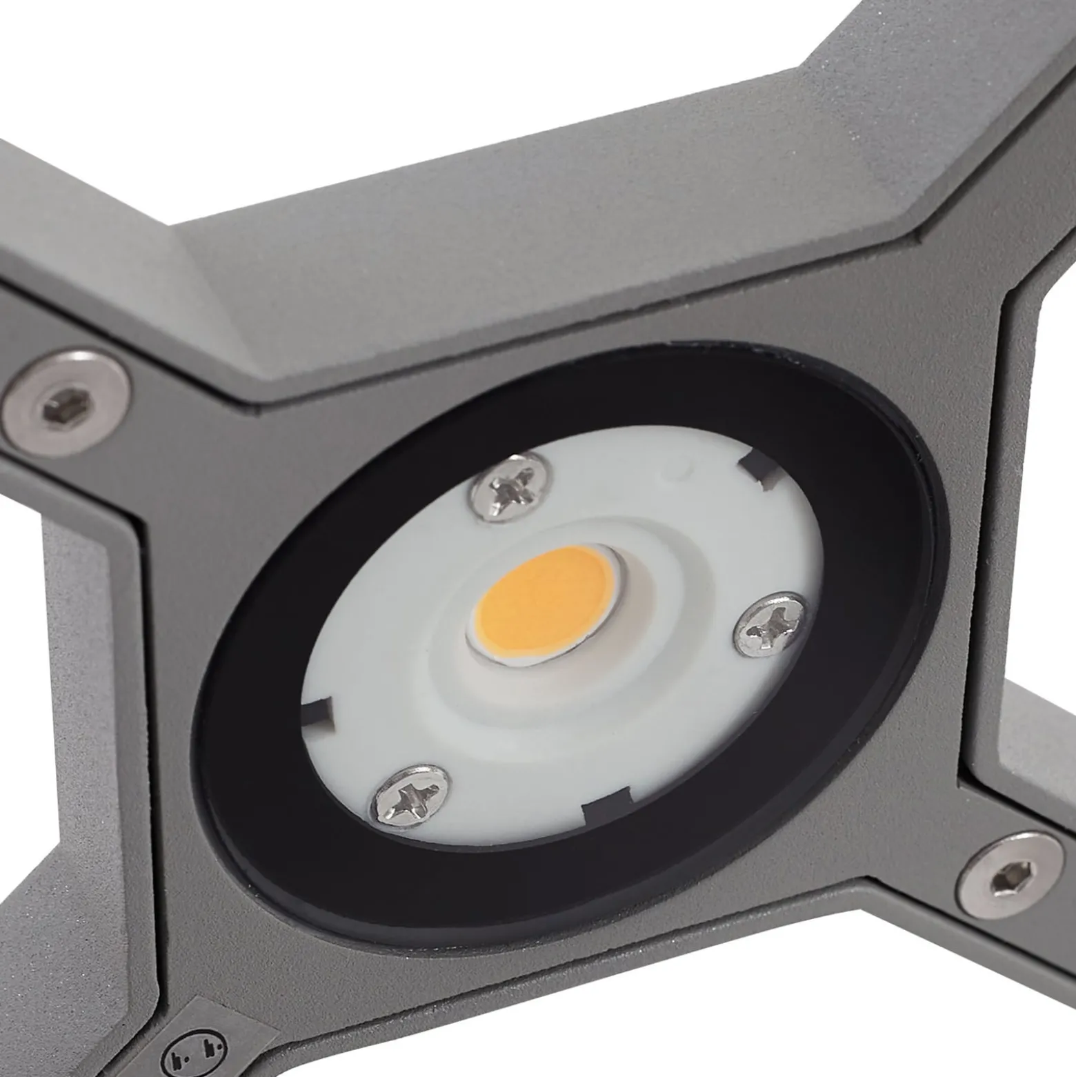 Lucande LED-Sockelleuchte Lealan, grau, Metall, 23 cm, IP54
