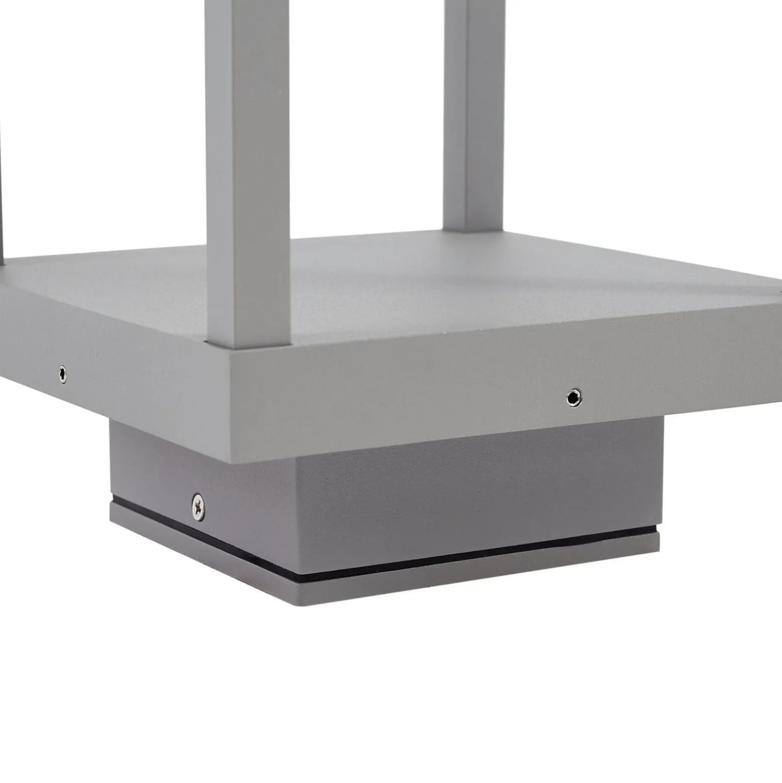Lucande LED-Sockelleuchte Lealan, grau, Metall, 23 cm, IP54