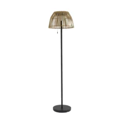 Lucande LED-Solar-Stehleuchte Eligio, Bambus, Ø 39 cm, RGB