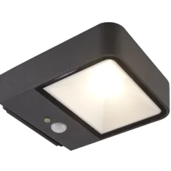 Lucande LED-Solarwandlampe Dava, 5 cm hoch, Alu, Sensor