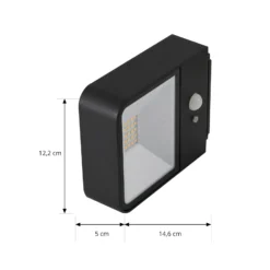 Lucande LED-Solarwandlampe Dava, 5 cm hoch, Alu, Sensor
