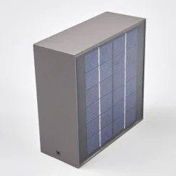 Lucande LED-Solarwandlampe Mahra, anthrazit, Metall, Sensor