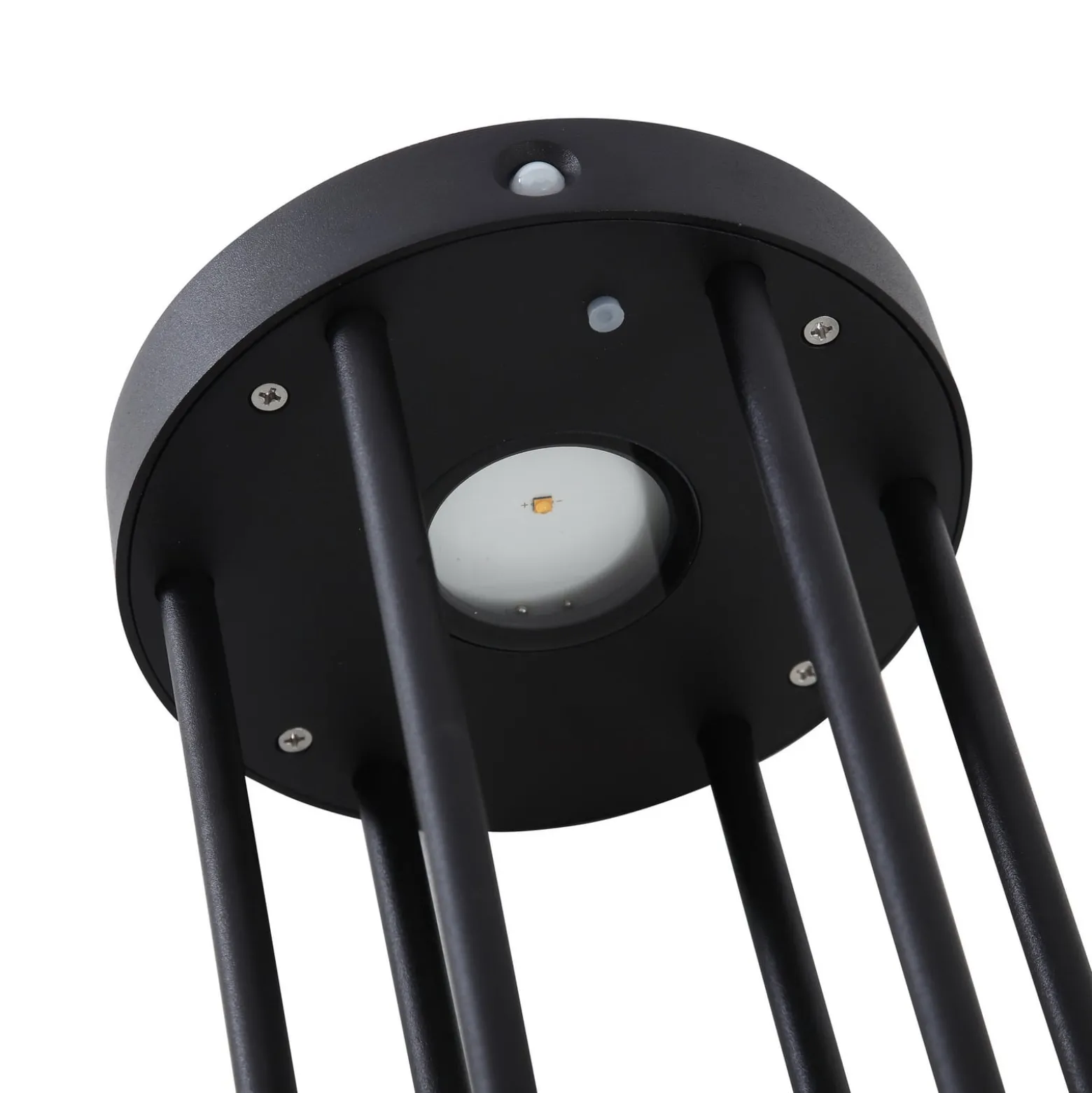 Lucande LED-Solar-Wegelampe Evelis, schwarz, Alu, Sensor