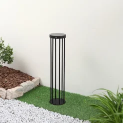 Lucande LED-Solar-Wegelampe Evelis, schwarz, Alu, Sensor
